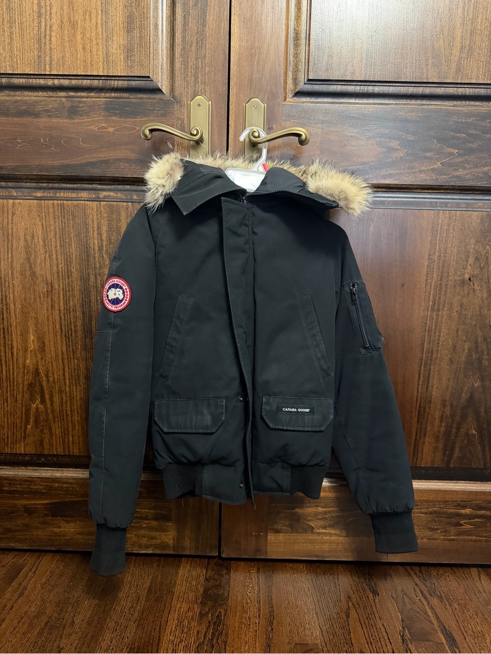 Canada Goose Black Bomber Puffer with Fur-Trim Hood